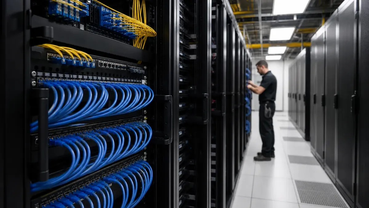 Structured cabling installed in a modern data center