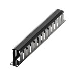 19 Inch 1U 12 Port Cable Management Panel with Large Space Wire Organizer