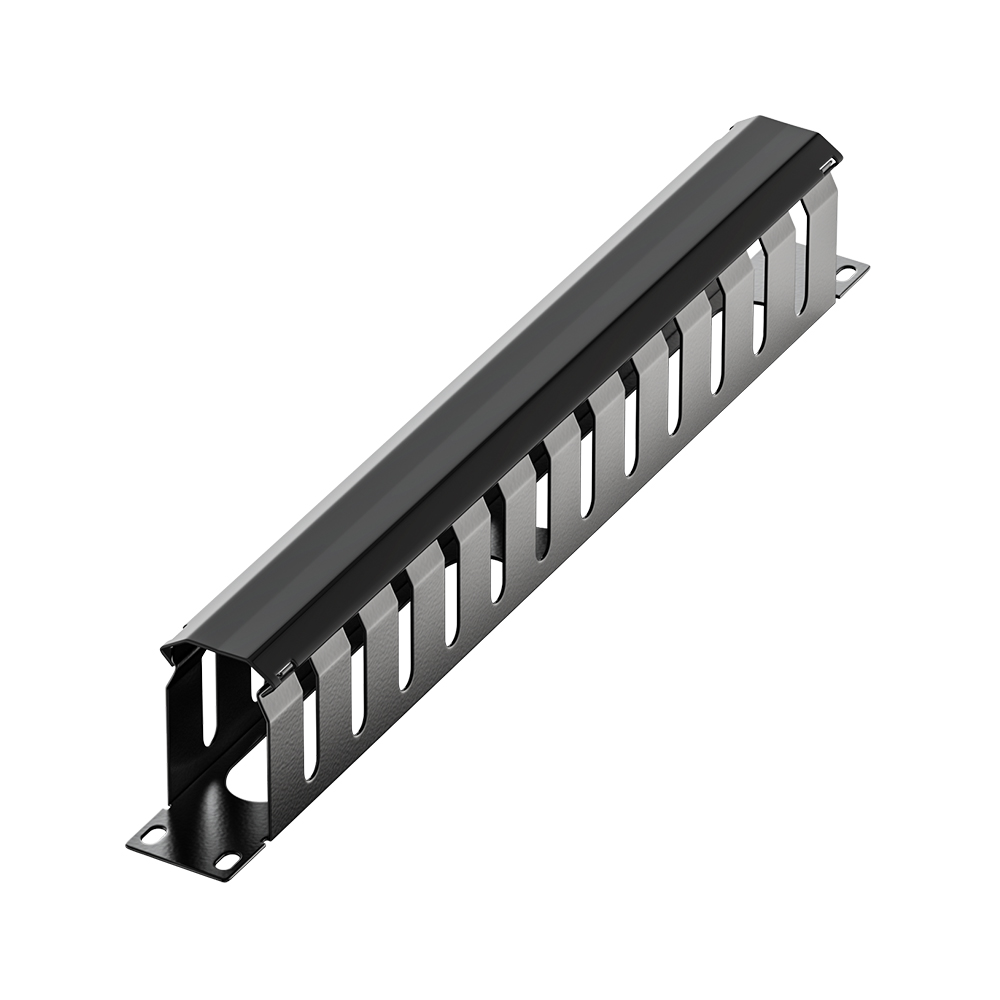 19 Inch 1U 12 Port Cable Management Panel with Large Space Wire Organizer