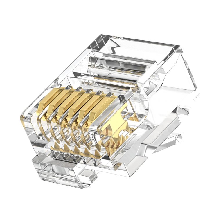 6P6C RJ11 Right Angle Modular Plug UTP 1.0mm Telephone Connector 1U Gold Plated