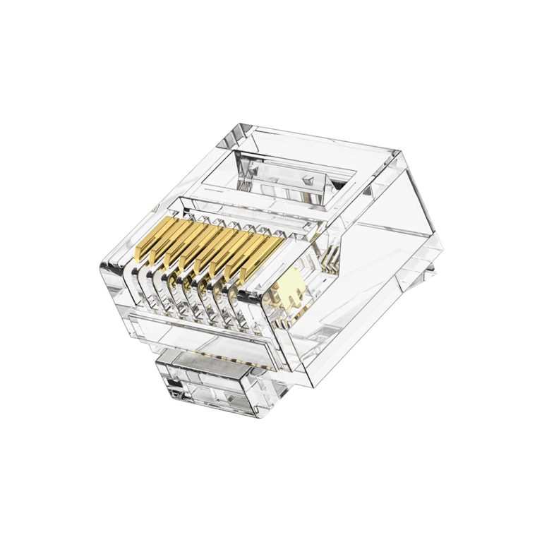 CAT5E RJ45 8P8C UTP Slim Short Body Modular Plug for Flat Ethernet Cable 1.0mm 1U Gold