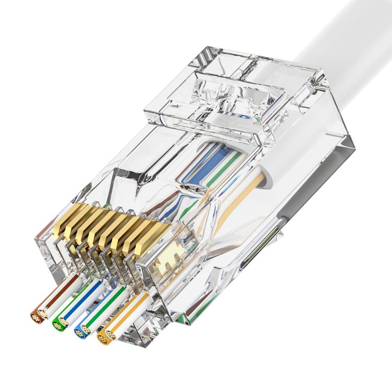 CAT6 RJ45 8P8C UTP Pass-Through Modular Plug 1.1mm Easy Termination 1U Gold Plated
