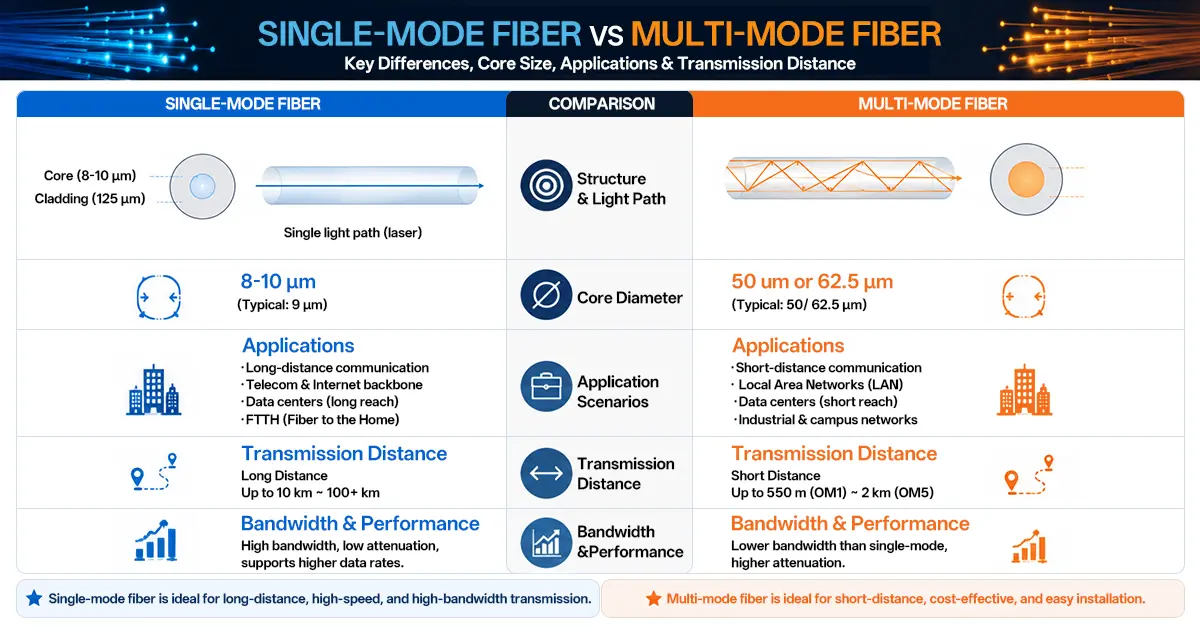 Single Mode vs Multi Mode Fiber Comparison