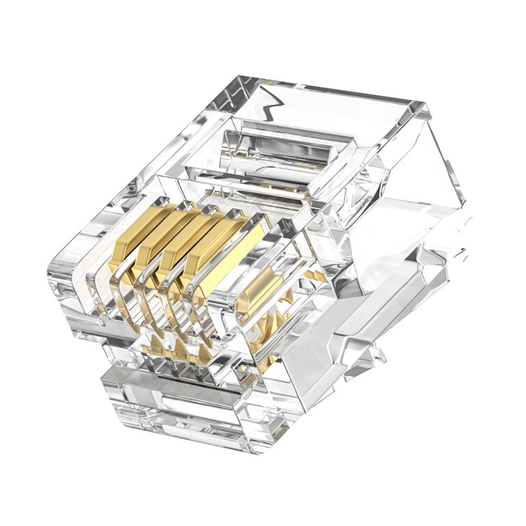 RJ11 6P4C Modular Plug UTP Telephone Connector 1U Gold Plated