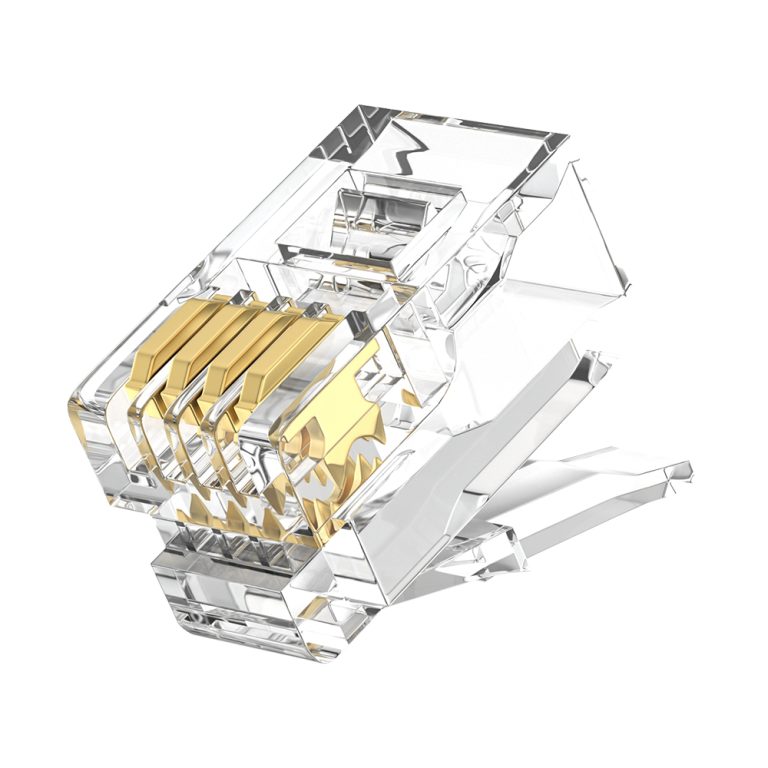 RJ9 4P4C Handset Modular Plug Telephone Connector 1U Gold Plated