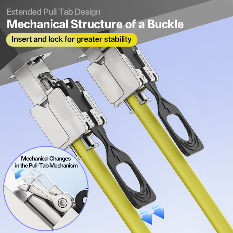 Cat7 Pull-Tap RJ45 Connectors Tool Free FTP Shield Termination Plug Reusable for All Ethernet Cables