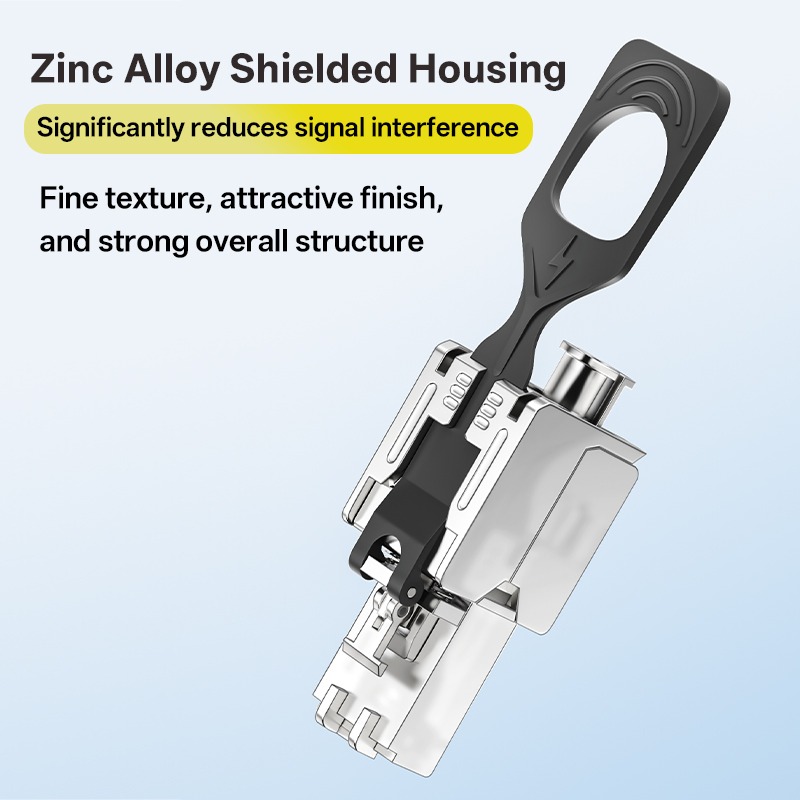Cat7 Pull-Tap RJ45 Connectors Tool Free FTP Shield Termination Plug Reusable for All Ethernet Cables