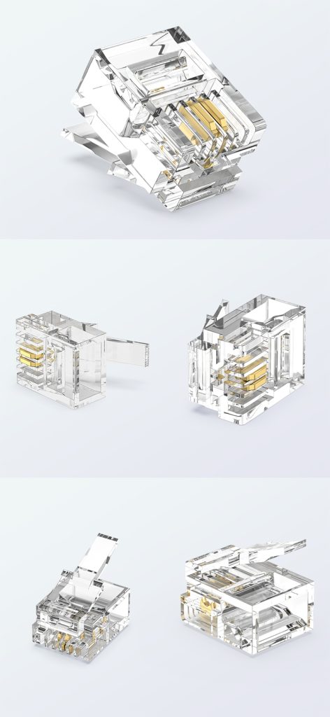 RJ11 6P2C Modular Plug UTP Telephone Connector 1U Gold Plated