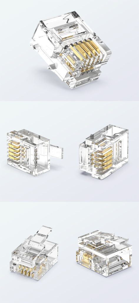 RJ11 6P4C Modular Plug UTP Telephone Connector 1U Gold Plated