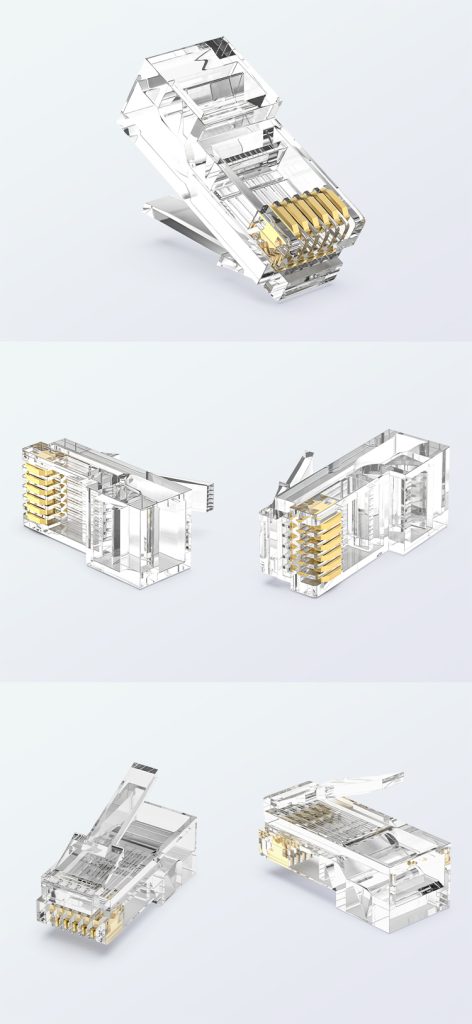 RJ12 6P6C extended modular plug for telephone cable