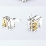 right-angle 6P6C modular plug with 1.0 mm core hole