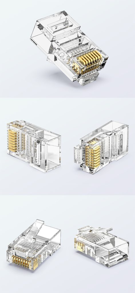CAT5E RJ45 8P8C UTP Modular Plug Square Entry 1.0mm 1U Gold Plated for 24AWG Cable
