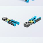pass-through RJ45 crimping tool for modular plugs
