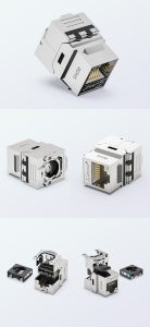 CAT6A FTP Short Body Toolless Keystone Jack Shielded RJ45 50U Gold Plated detail