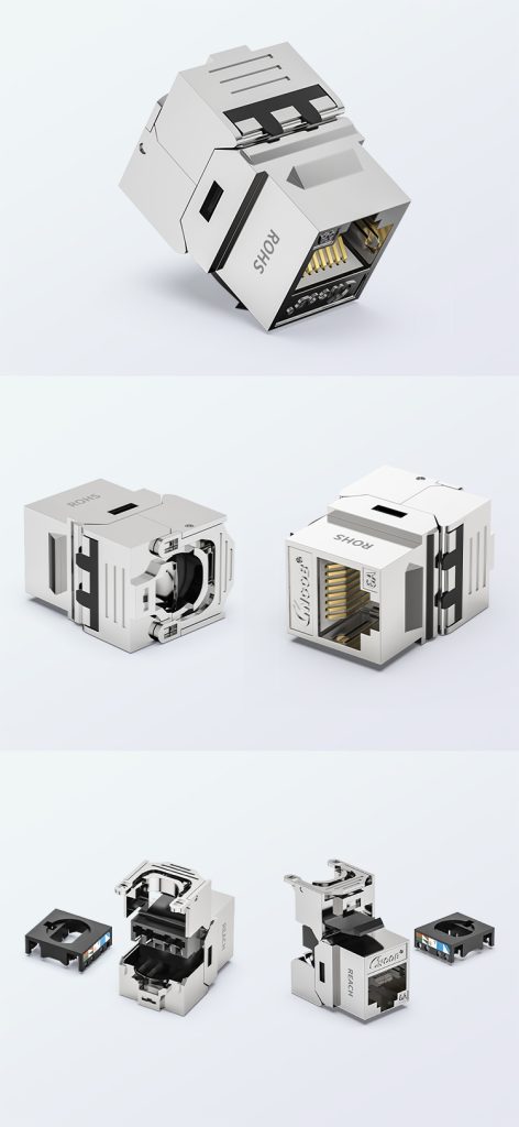 shielded Cat6A short-body tool-free keystone jack
