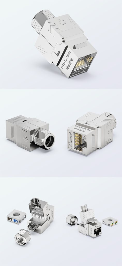 shielded Cat6A industrial tool-free keystone jack