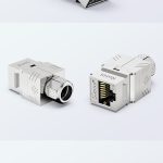 Cat8 shielded toolless keystone jack with 50U contacts