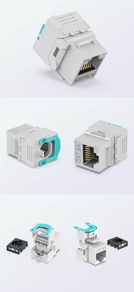 CAT6A UTP Toolless Keystone Jack RJ45 50U Gold Plated