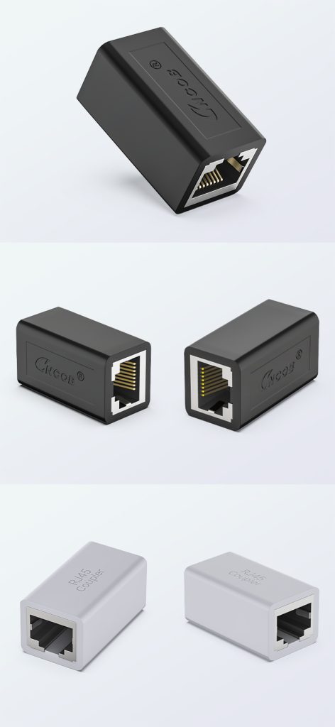 DT-1002P-ZT-W white Cat6 FTP shielded RJ45 inline coupler