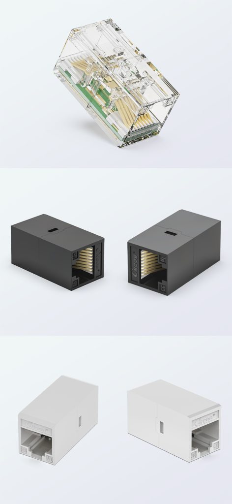 DT-ZT2002TWB-6-T transparent Cat6 RJ45 inline coupler