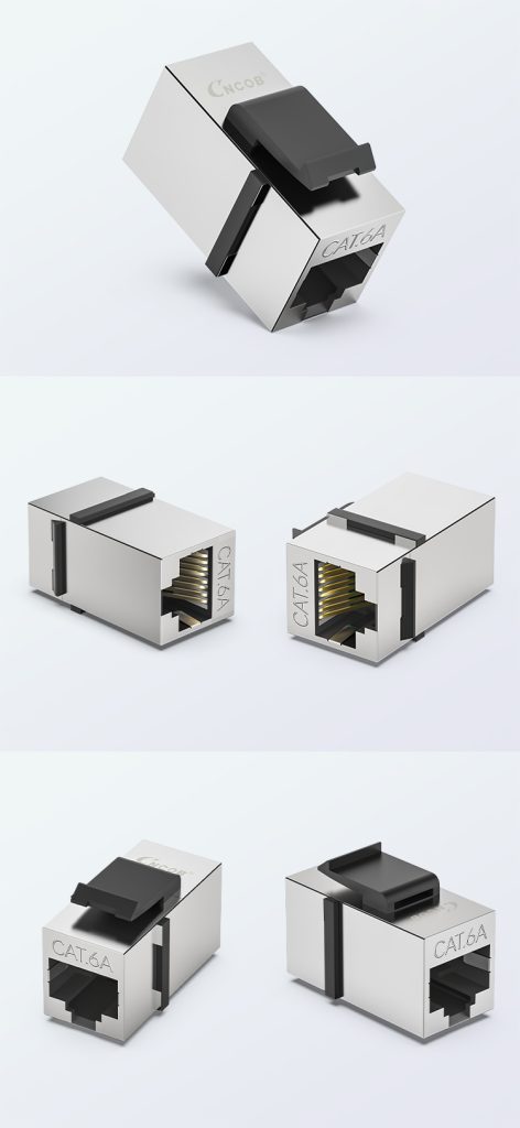 Cat6A shielded female-to-female RJ45 inline coupler