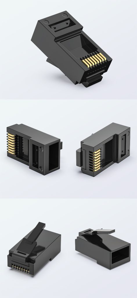 Cat6 UTP RJ45 modular plug with POM housing and 1.0 mm core hole