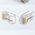 Cat6 pass-through RJ45 connector with 1.1 mm core hole
