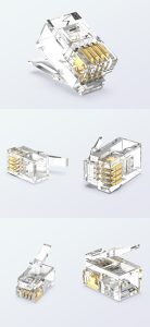 RJ9 4P4C Handset Modular Plug Telephone Connector 1U Gold Plated detail