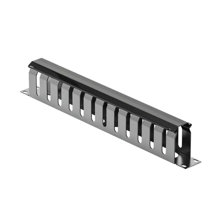 19 Inch 1U 12 Port Cable Management Panel with Large Space Wire Organizer
