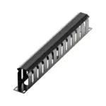 19 inch 1U cable management panel with 12 routing openings