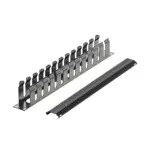 19 inch 1U cable management panel with 12 routing openings