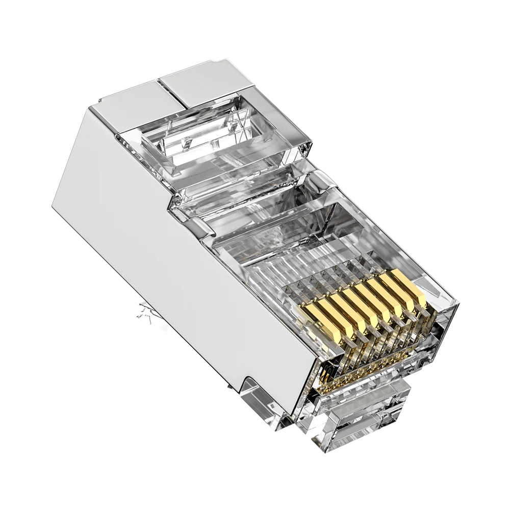 Cat5e shielded RJ45 plug with copper nickel-plated housing