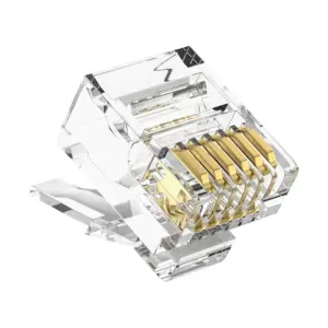 6P6C RJ11 Right Angle Modular Plug UTP 1.0mm Telephone Connector 1U Gold Plated