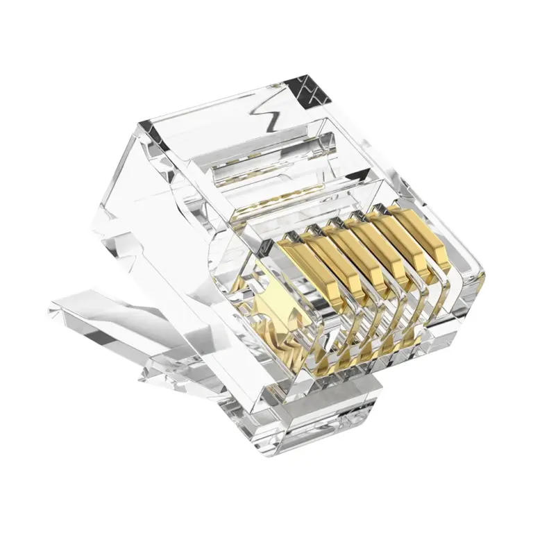 6P6C RJ11 Right Angle Modular Plug UTP 1.0mm Telephone Connector 1U Gold Plated