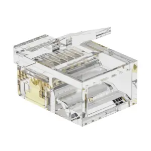 6P6C RJ11 Right Angle Modular Plug UTP 1.0mm Telephone Connector 1U Gold Plated detail
