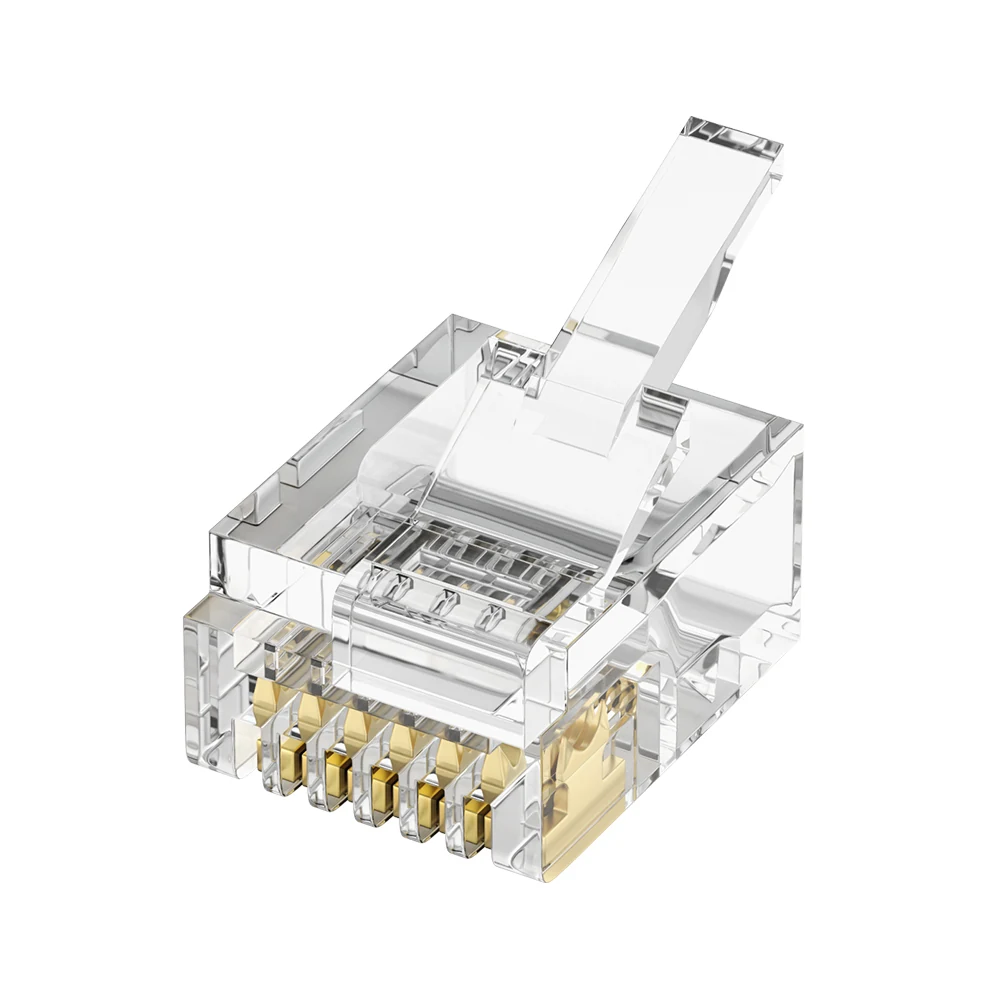 right-angle 6P6C modular plug with 1.0 mm core hole