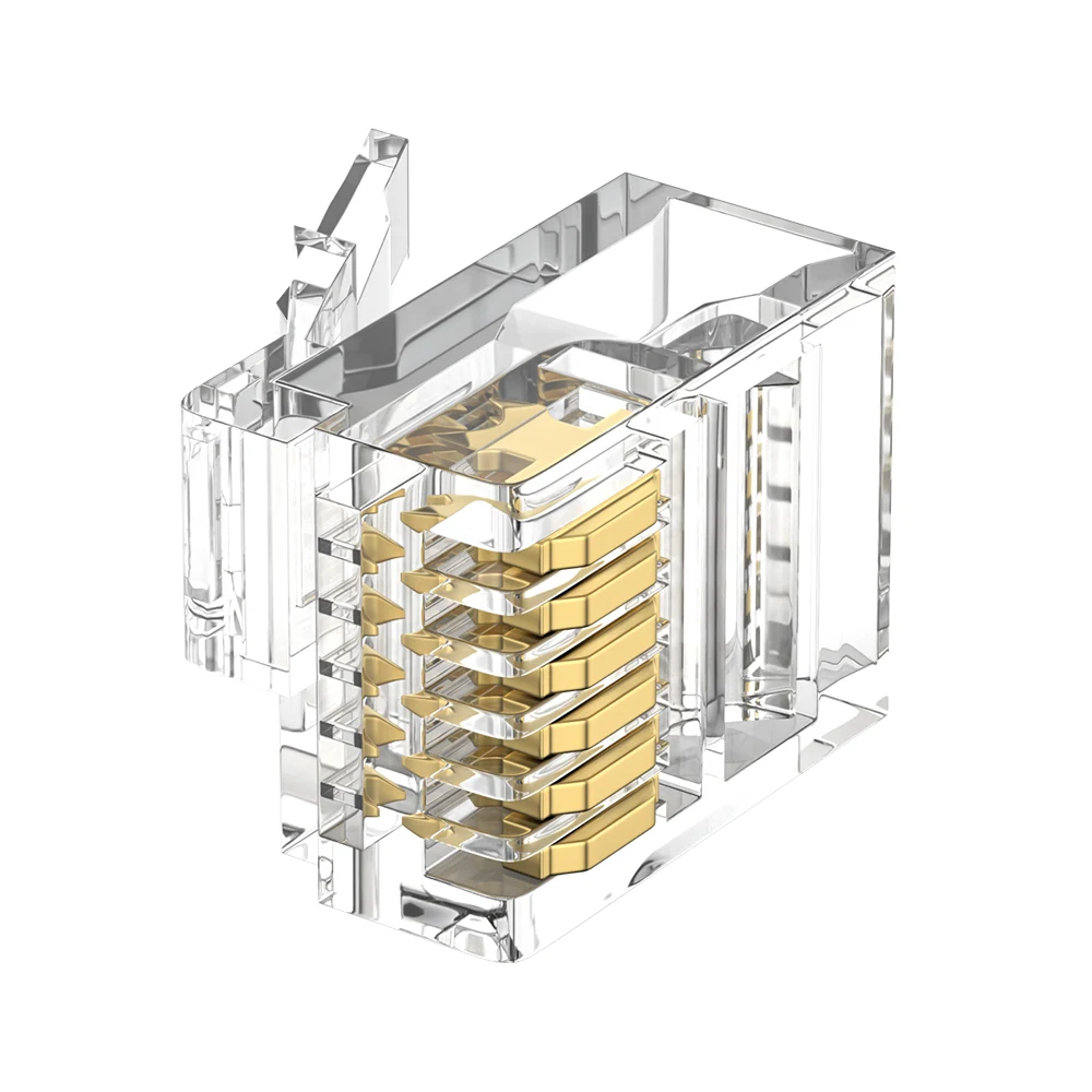 right-angle 6P6C modular plug with 1.0 mm core hole