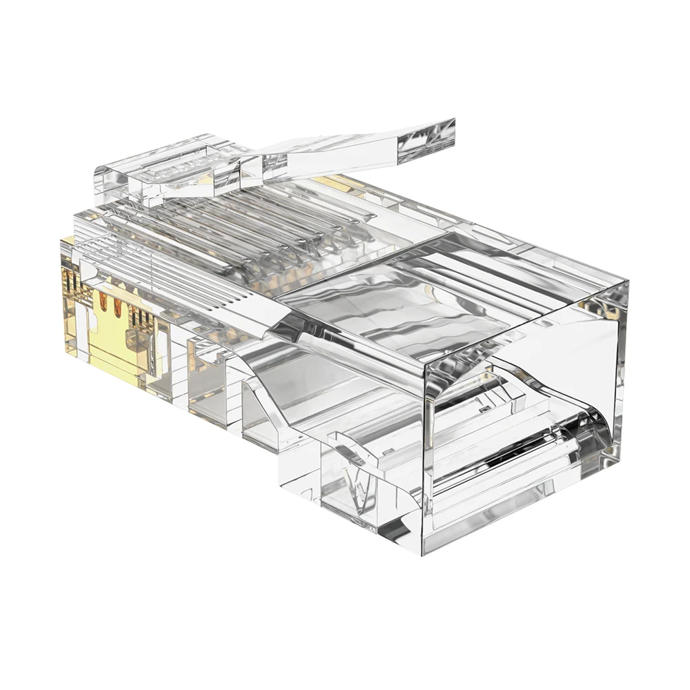 Cat5e pass-through RJ45 plug with 1.0 mm core hole