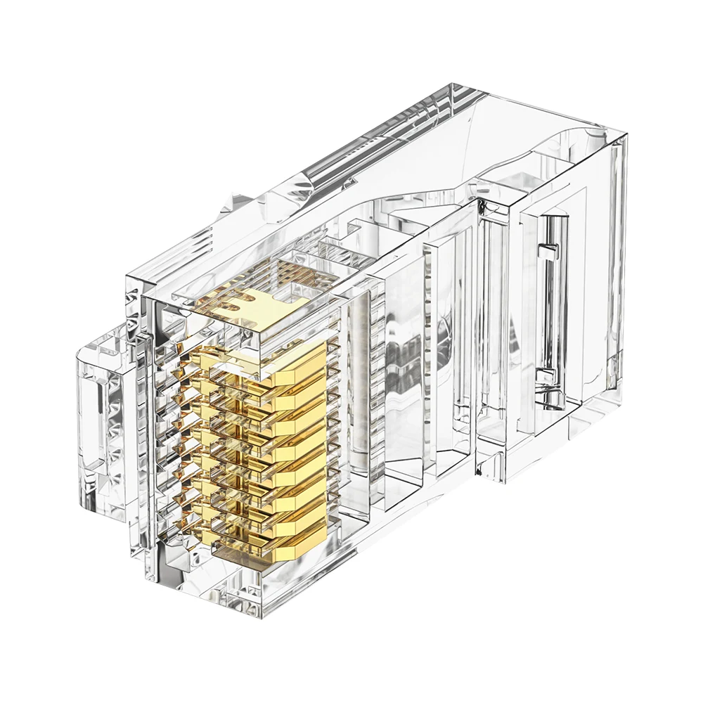 Cat5e pass-through RJ45 plug with 1.0 mm core hole