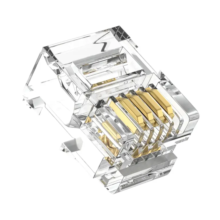 RJ11 6P4C Modular Plug UTP Telephone Connector 1U Gold Plated