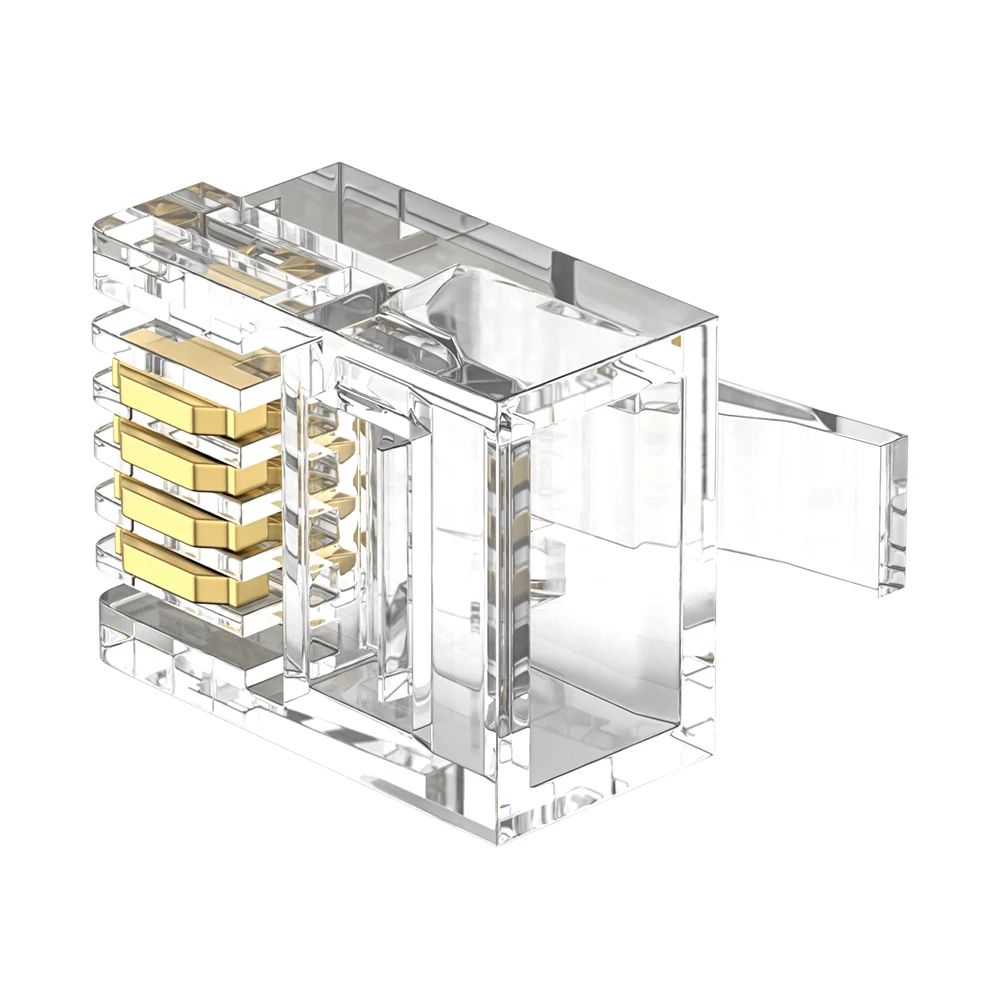 RJ11 6P4C Modular Plug UTP Telephone Connector 1U Gold Plated