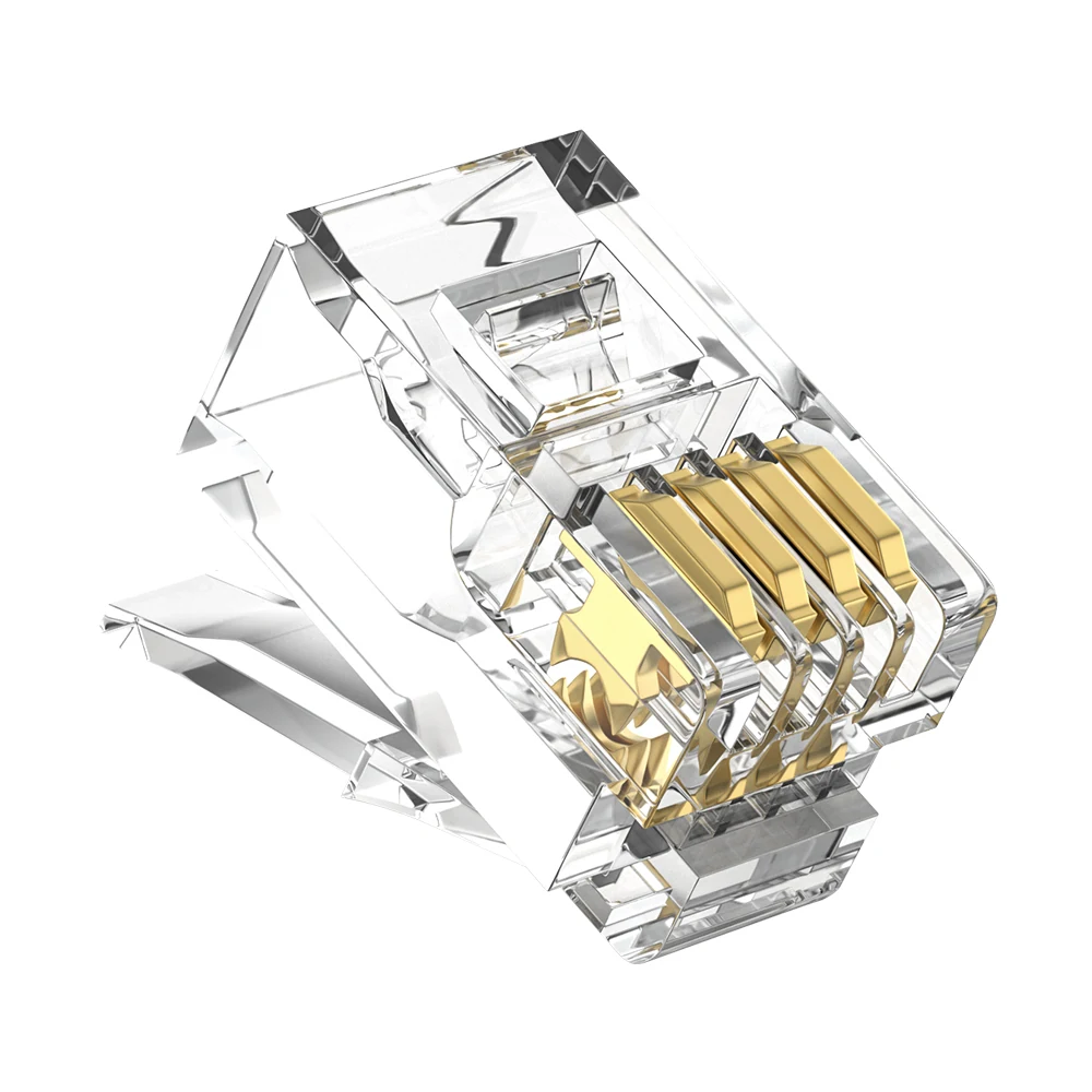 RJ9 4P4C handset modular plug with 1U gold-plated contacts