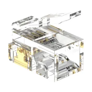 RJ9 4P4C Handset Modular Plug Telephone Connector 1U Gold Plated detail