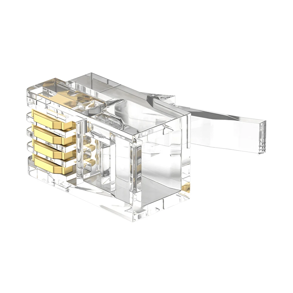 RJ9 4P4C handset modular plug with 1U gold-plated contacts