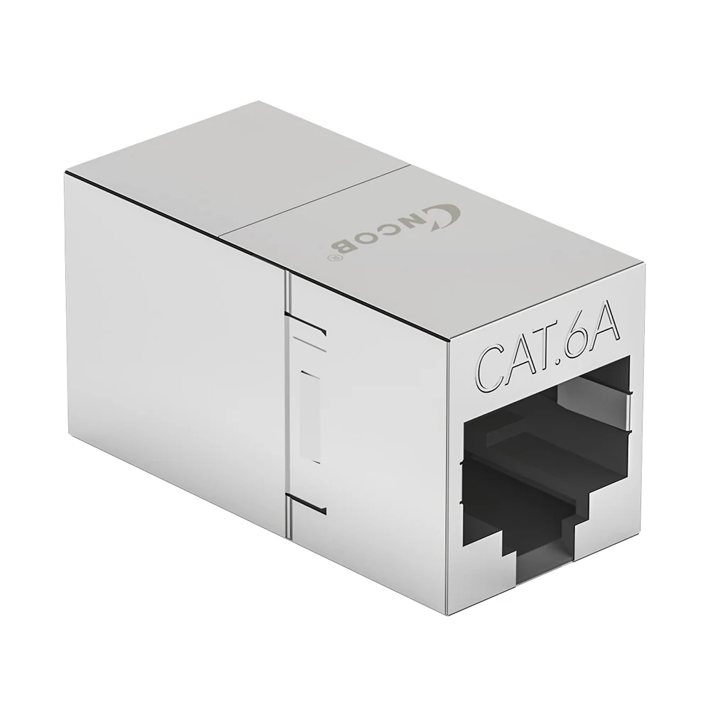 DT-2002P-6A Cat6A RJ45 inline coupler with black housing