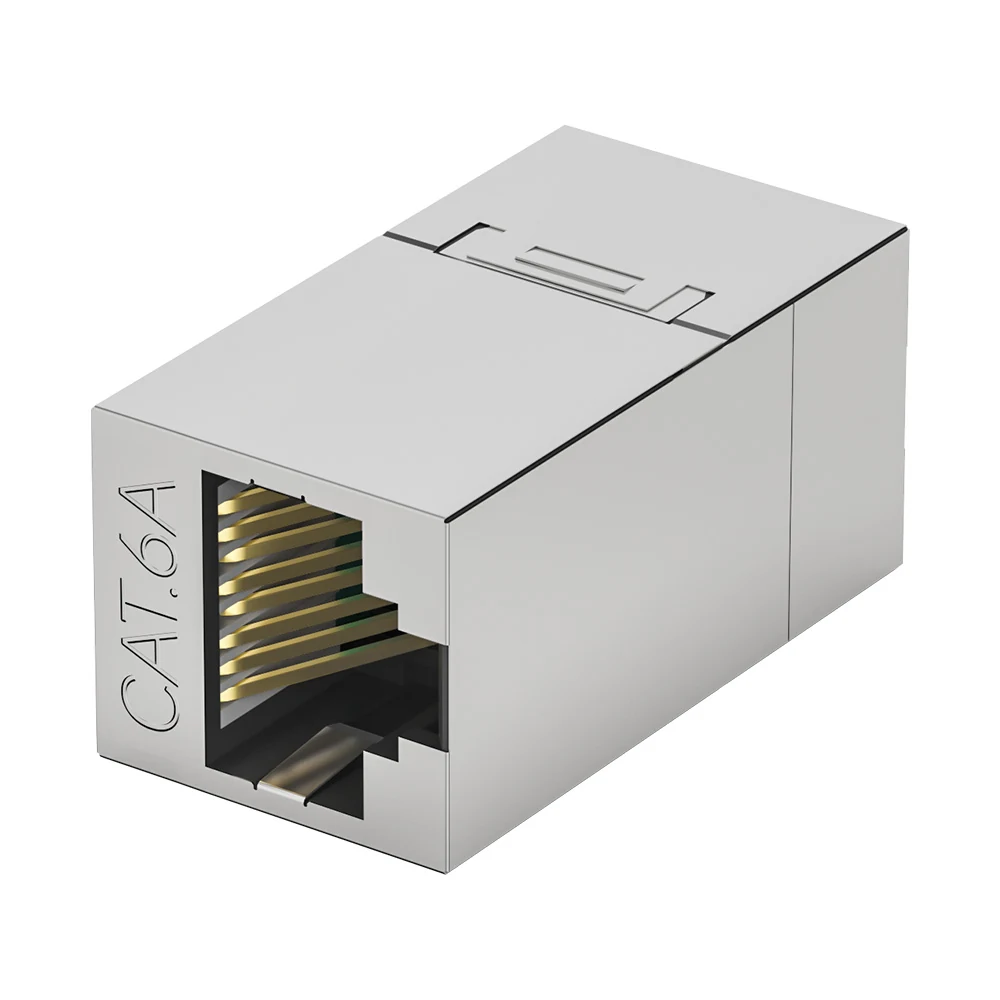 DT-2002P-6A Cat6A RJ45 inline coupler with black housing