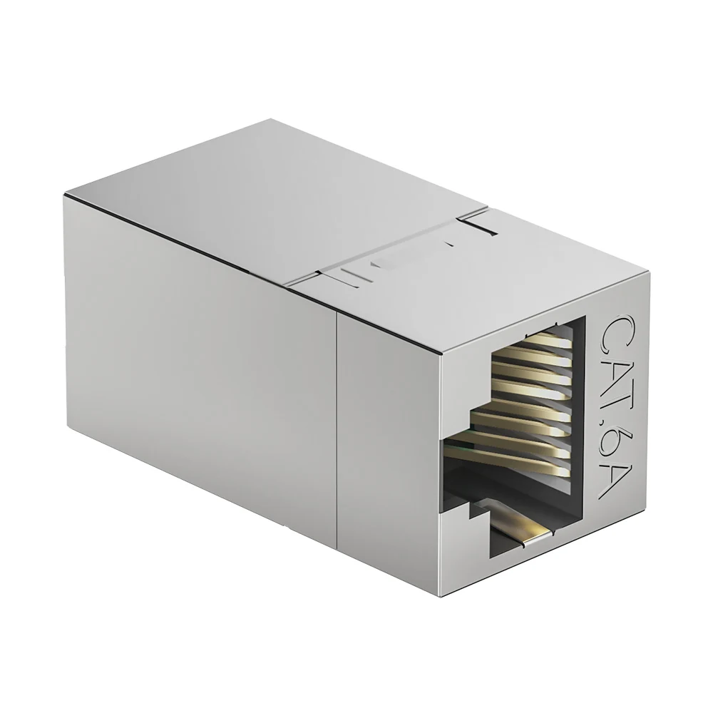 DT-2002P-6A Cat6A RJ45 inline coupler with black housing