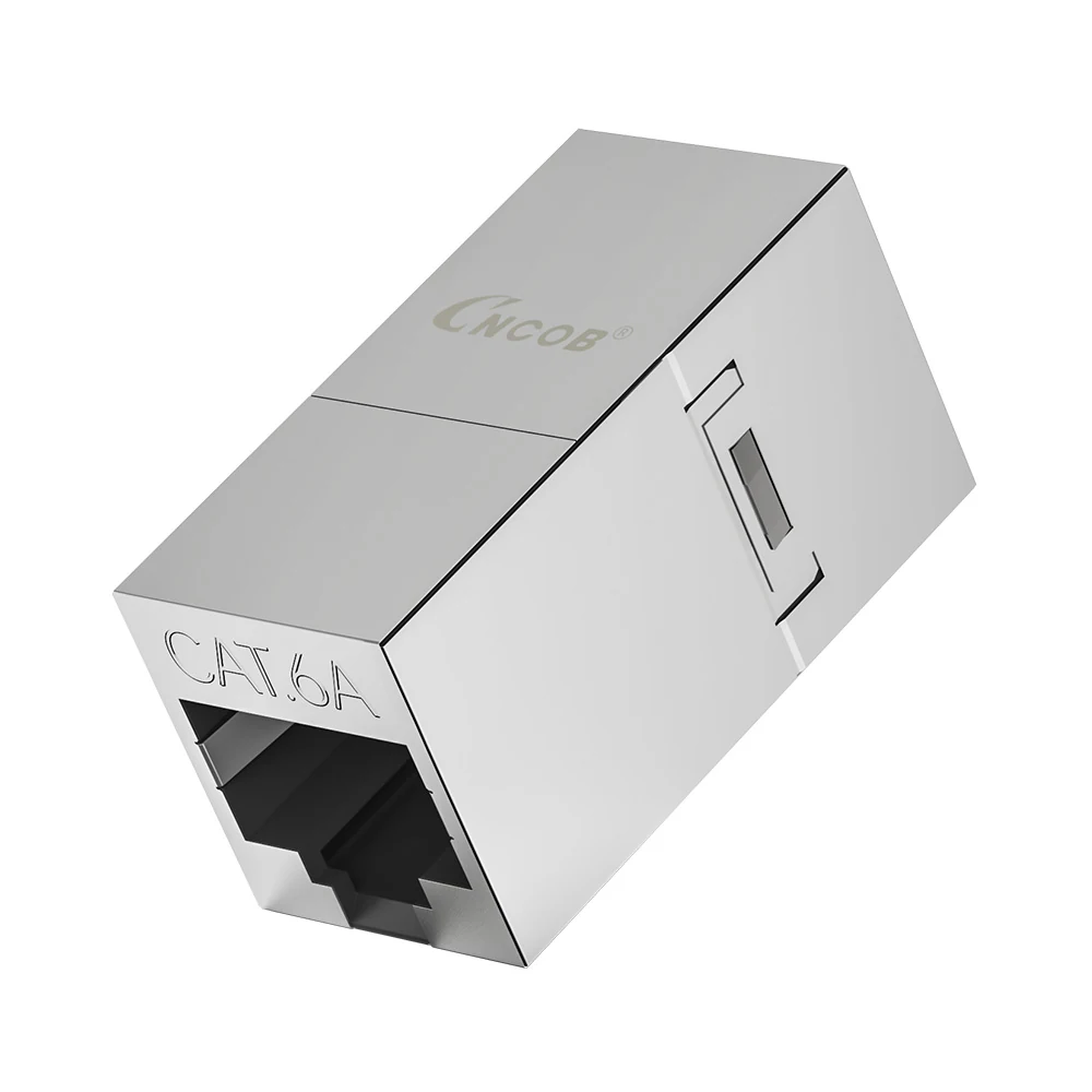 DT-2002P-6A Cat6A RJ45 inline coupler with black housing