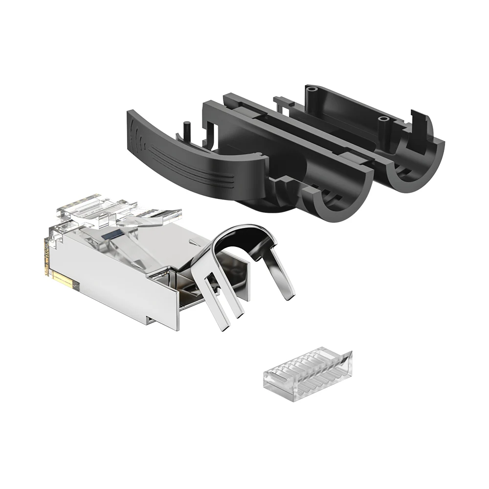 Cat6A shielded industrial RJ45 plug with 50U contacts