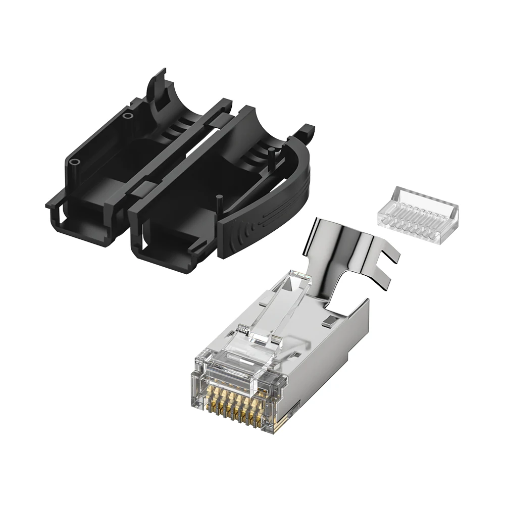 Cat6A shielded industrial RJ45 plug with 50U contacts